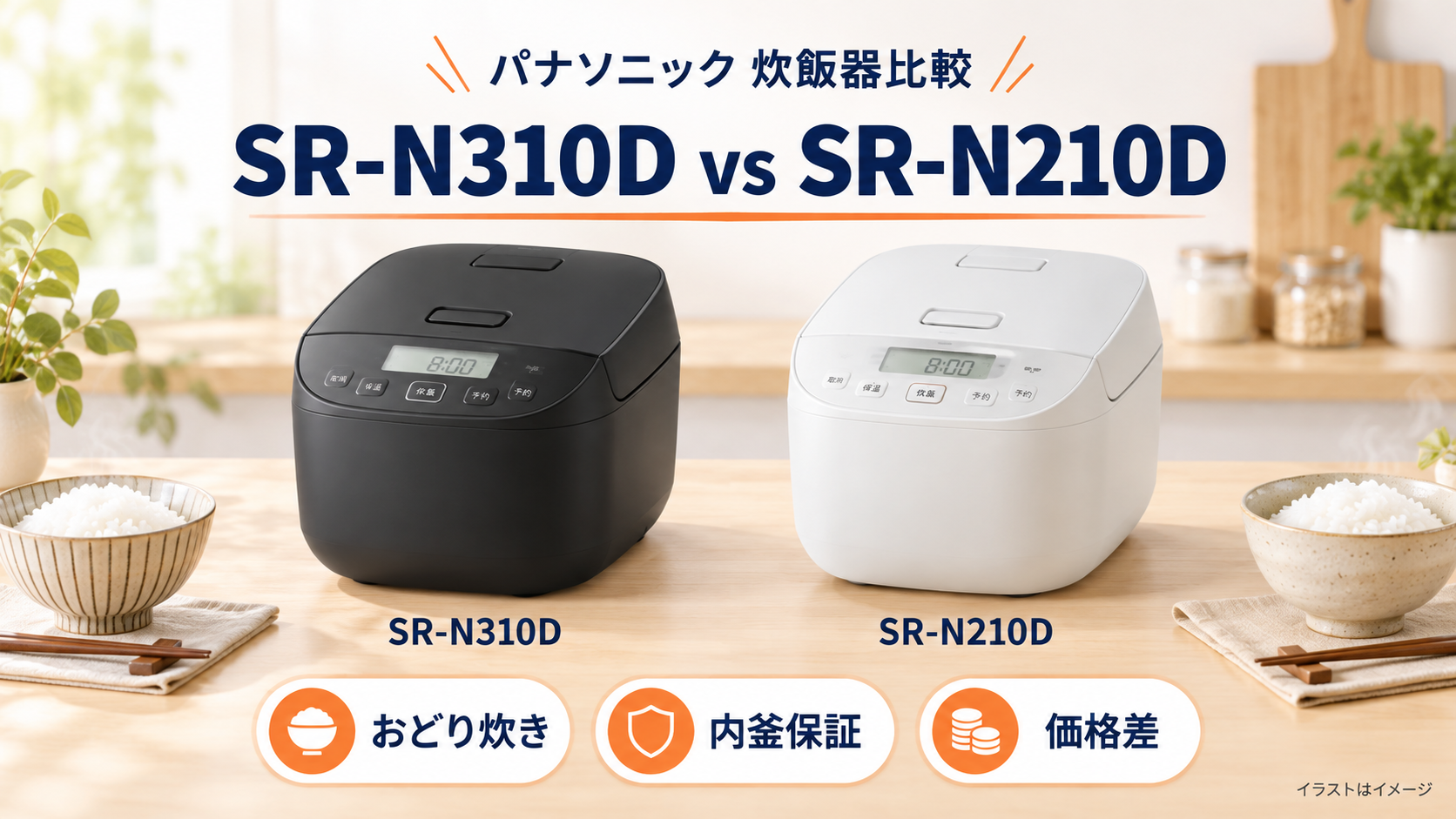 パナソニック SR-N310DとSR-N210Dの比較記事のイラスト