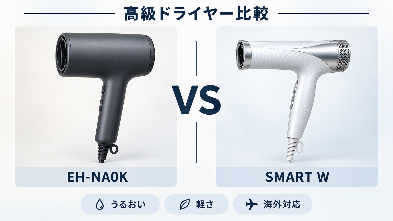 パナソニック EH-NA0KとReFa BEAUTECH DRYER SMART Wの比較イラスト
