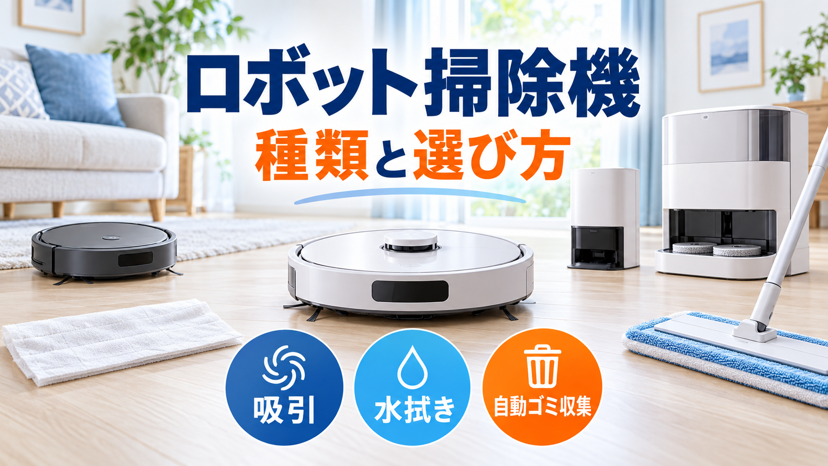 ロボット掃除機の吸引・水拭き・自動ゴミ収集と選び方