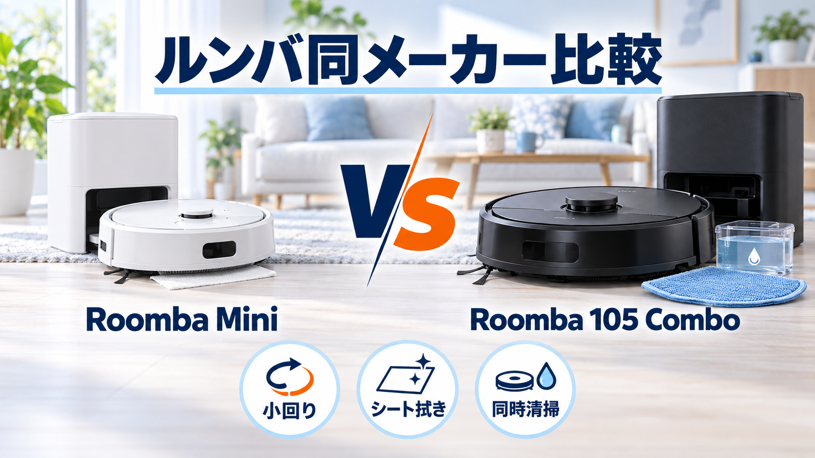 Roomba Mini」と「Roomba 105 Combo」はどっち？本体サイズ・床拭き