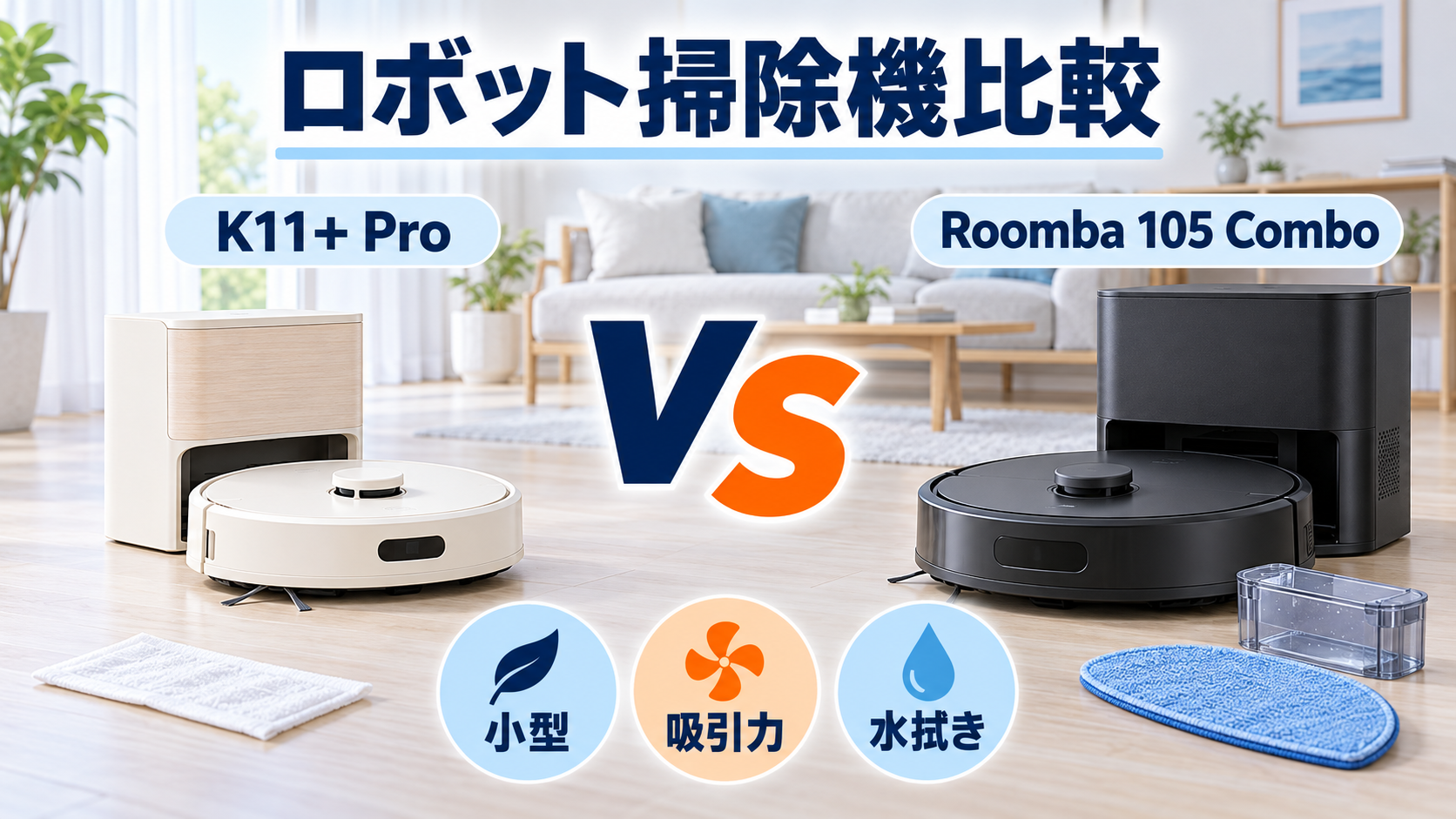 SwitchBot K11+ ProとRoomba 105 Comboの小ささ・吸引力・水拭きを比較