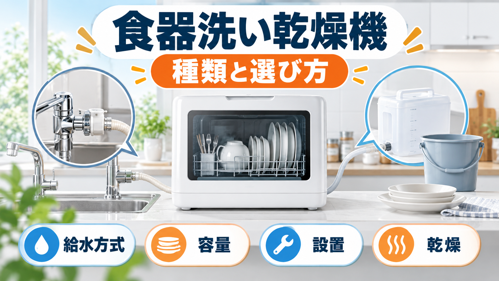 食器洗い乾燥機の種類と選び方を給水方式・容量・設置・乾燥で解説