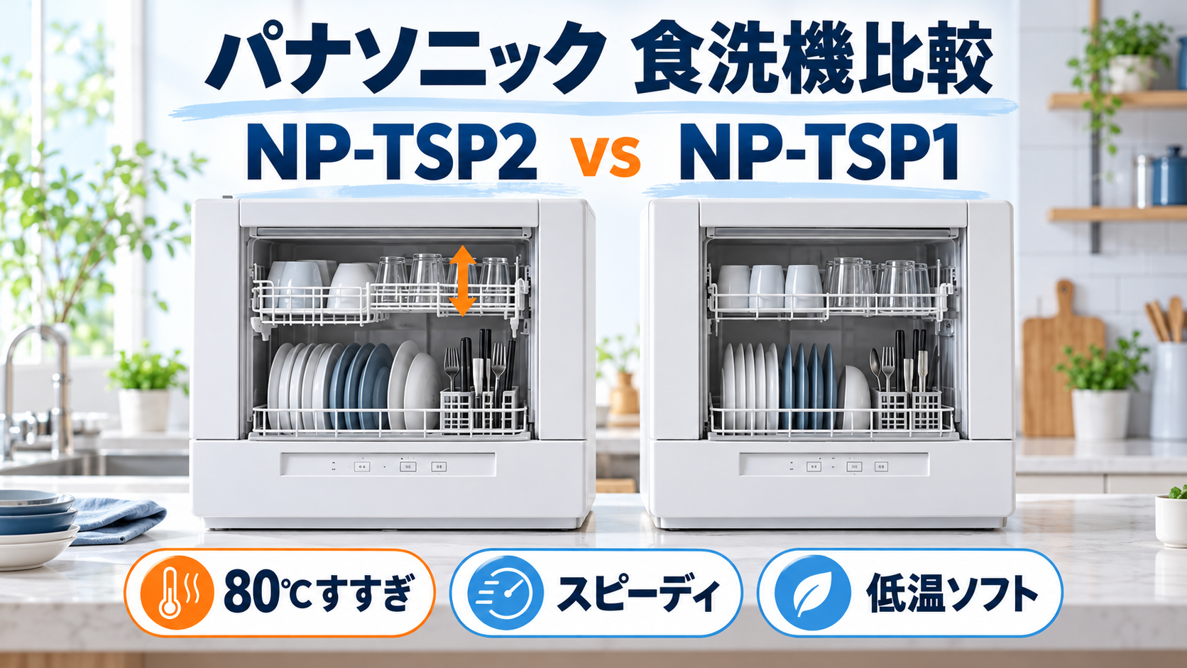 パナソニックの食器洗い乾燥機NP-TSP2とNP-TSP1を洗浄コース・収納・お手入れで比較