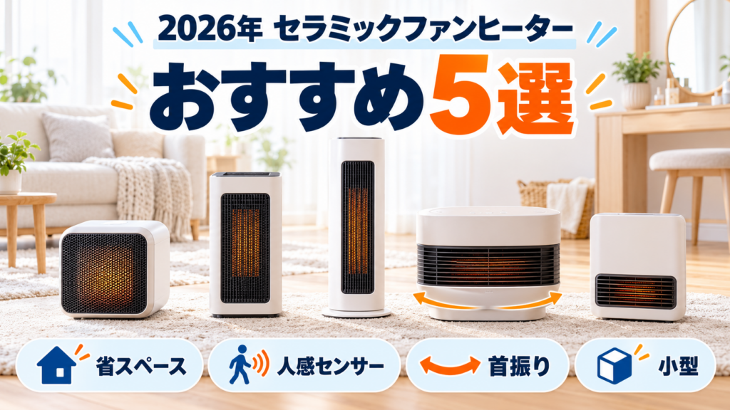 2026年のセラミックファンヒーターおすすめ5選を省スペース・人感センサー・首振り・小型で比較