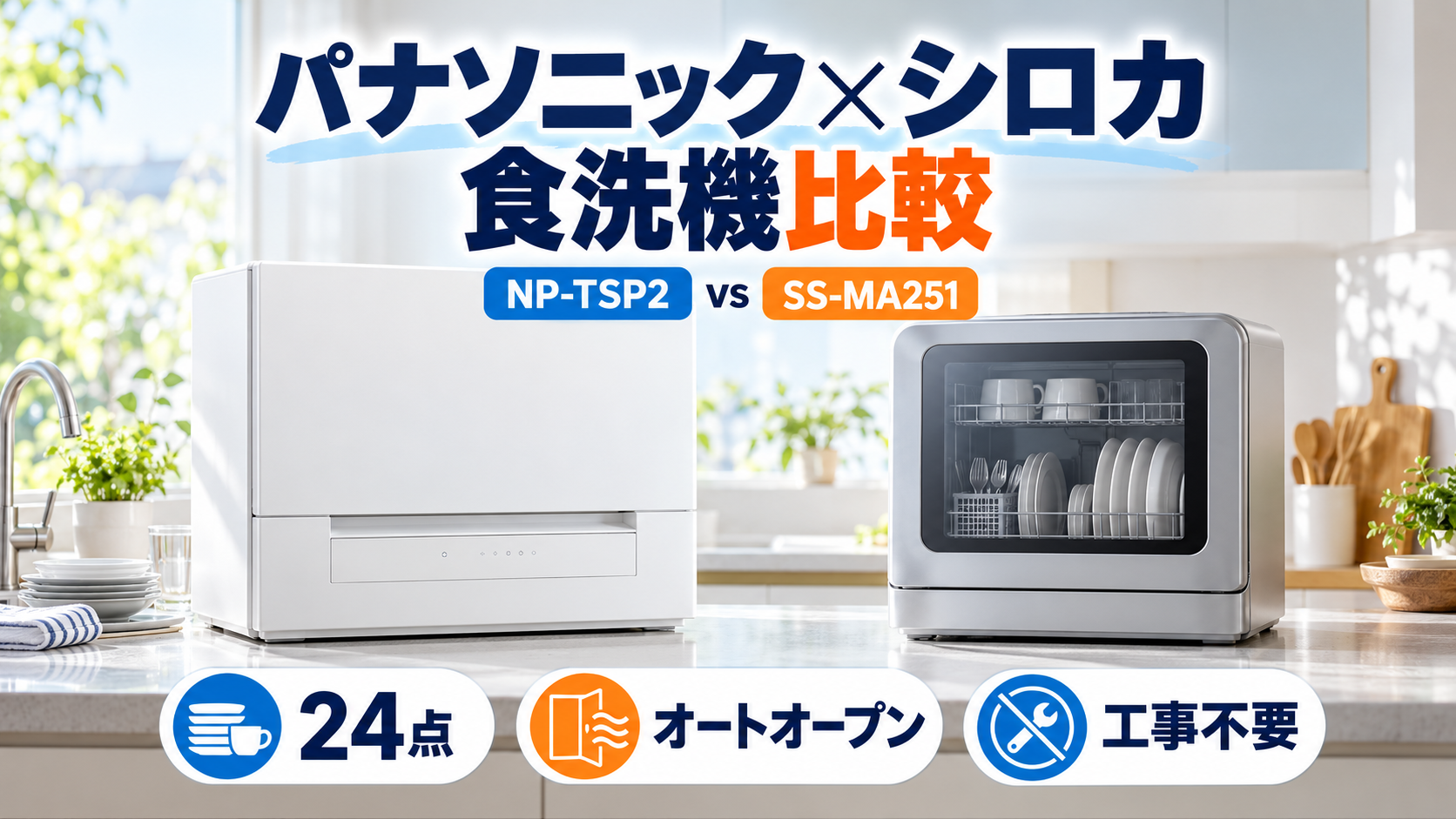 パナソニックNP-TSP2とシロカSS-MA251を容量・乾燥・設置性で比較