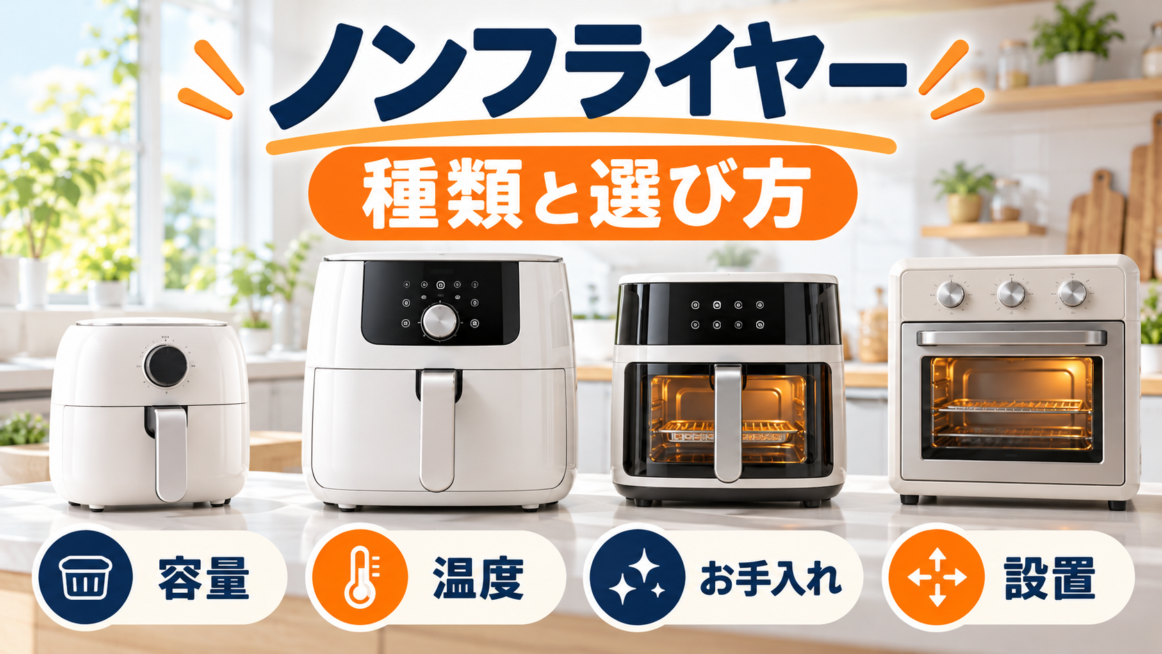 ノンフライヤーの種類と選び方を容量・温度・お手入れ・設置で解説