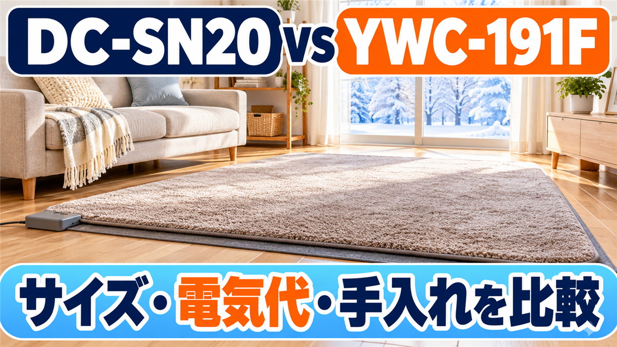 パナソニック DC-SN20と山善 YWC-191Fのホットカーペット比較