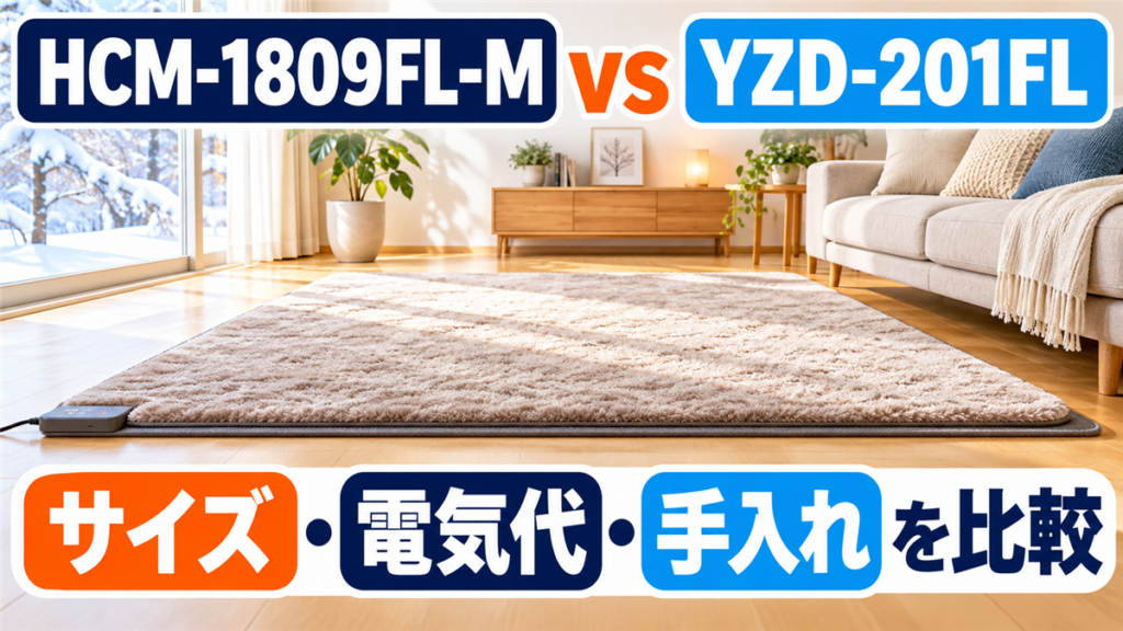 アイリスオーヤマ HCM-1809FL-Mと山善 YZD-201FLのホットカーペット比較